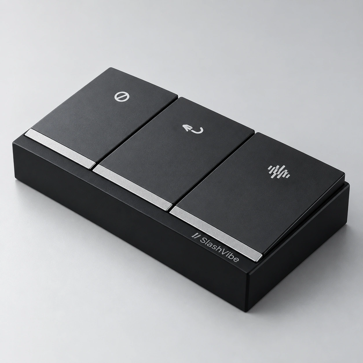 Close-up of the three SlashVibe action keys.